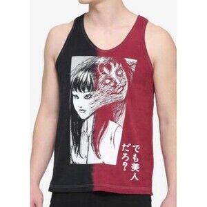 Junji Ito Collection Tomie T-Shirt Tank Top Ripple Junction Red Split Tie Dye L